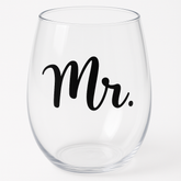 "Mr." Stemless Wine Glass - 17.9 oz Wedding Drinkware